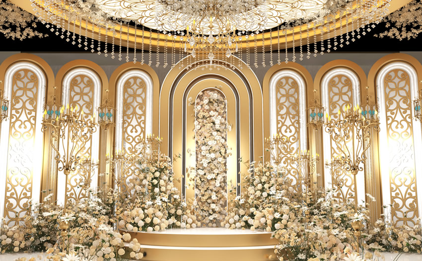 济阳香槟色调婚礼堂效果展示